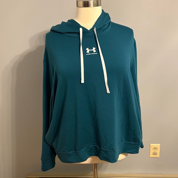 Under Armour Tops - Under Armour Teal Hoodie with White Drawstrings